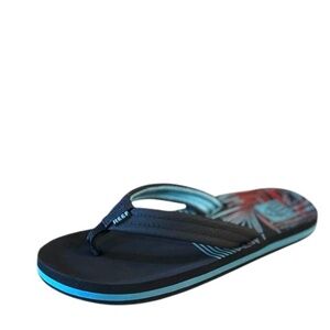 Reef Ahi Kids‎ Flip Flops Size 1 Black Tropical Dream Beach Sandals